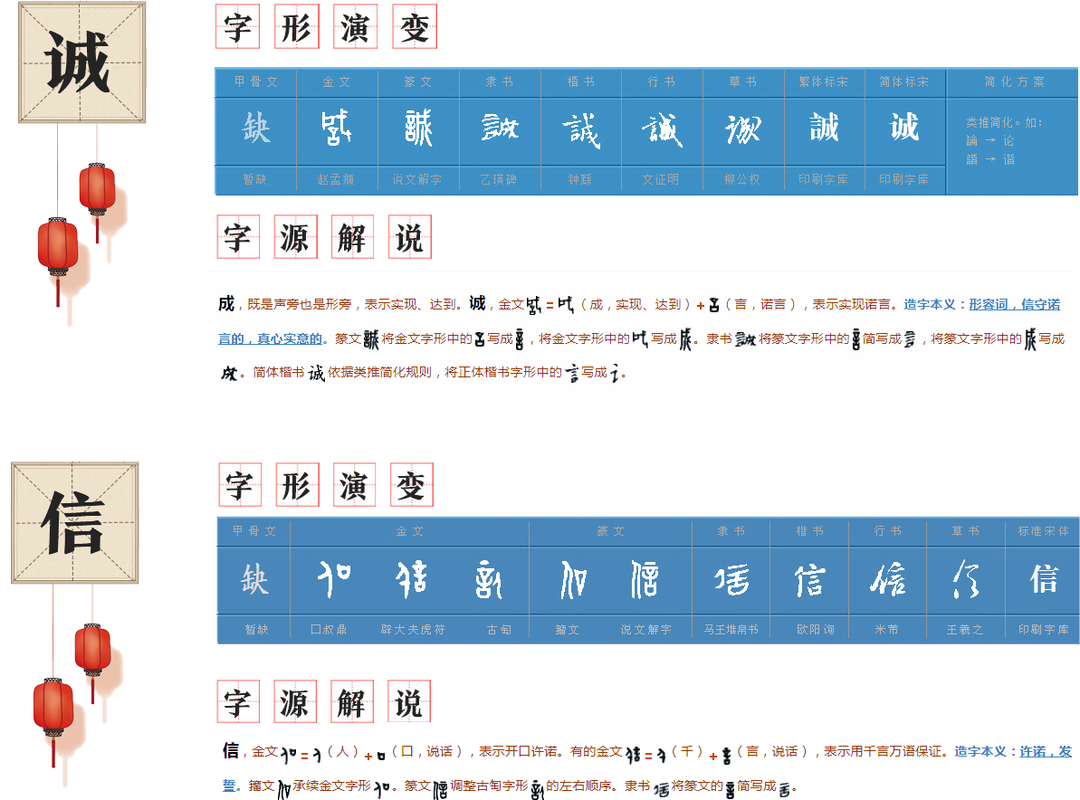 字解诚信